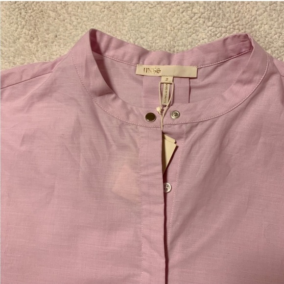 MAJE Charly Flared Bell Cuff Poplin Shirt Relaxed Fit Blouse Rose Pink - Picture 9 of 15